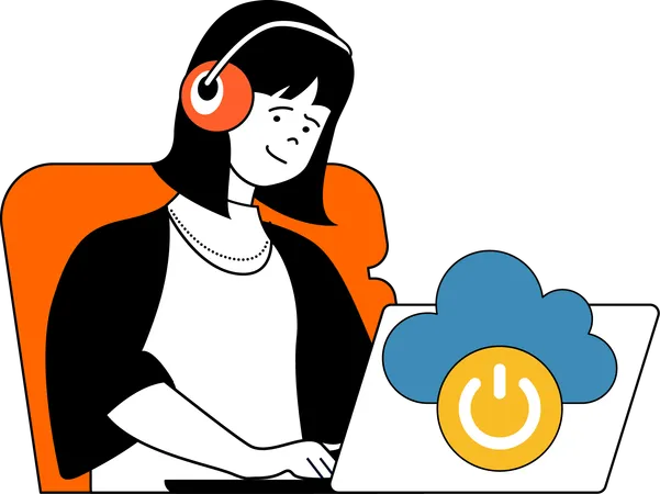 La fille écoute de la musique sur le cloud  Illustration