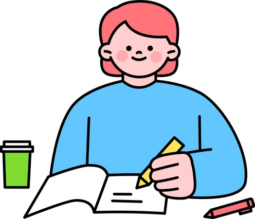 Fille écrire dans un livre  Illustration