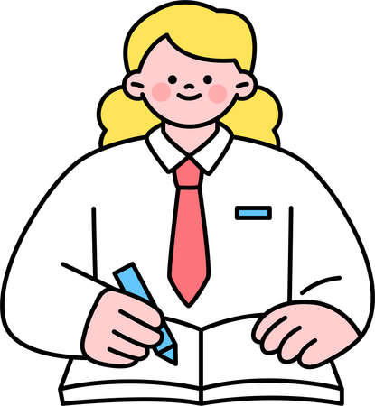 Fille écrivant dans un livre  Illustration