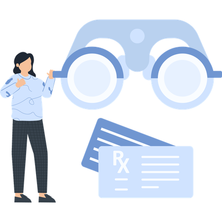 Fille effectuant un examen de la vue  Illustration