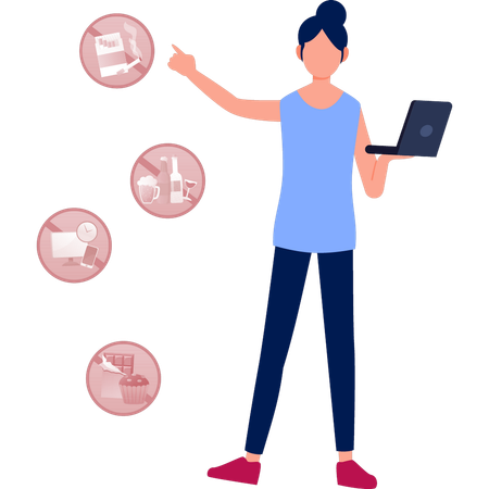 Fille faisant un régime  Illustration