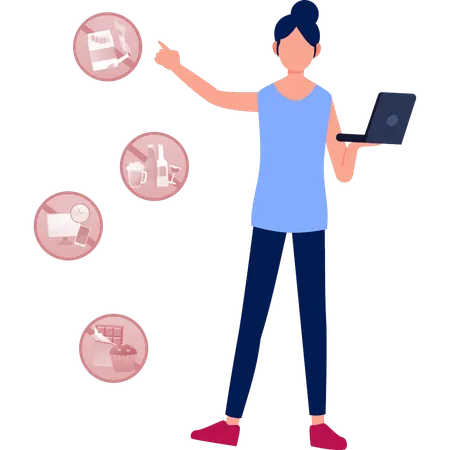 Fille faisant un régime  Illustration