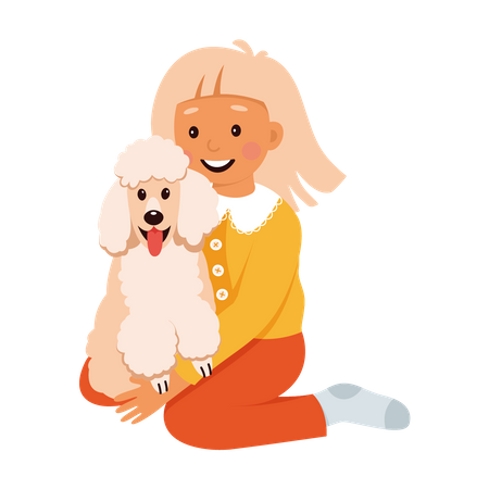 Fille étreignant avec un chien  Illustration