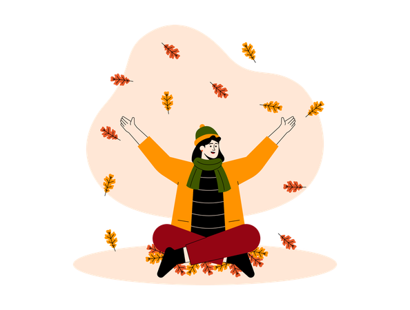 Fille en automne  Illustration