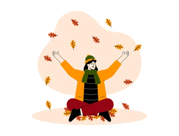 Fille en automne  Illustration