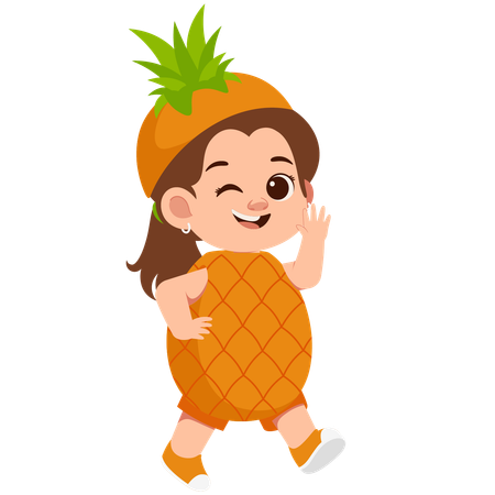 Fille en costume d'ananas  Illustration