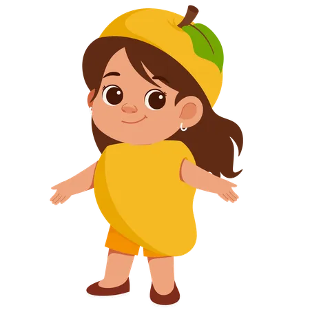 Fille en costume de mangue  Illustration