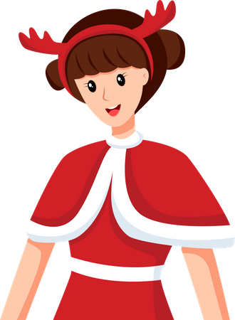 Fille en costume de Noël  Illustration