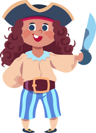 Fille en costume de pirate  Illustration