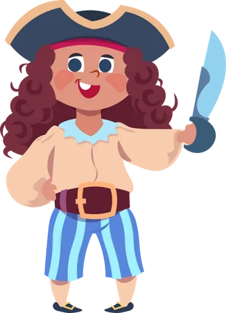 Fille en costume de pirate  Illustration