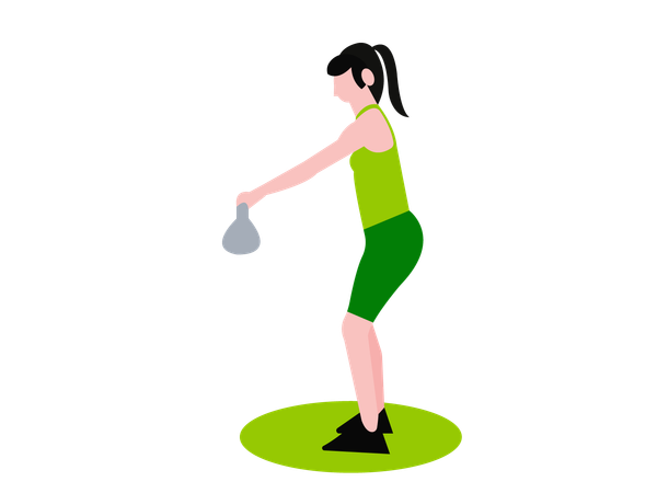 Fille en forme faisant des exercices avec des kettlebells  Illustration