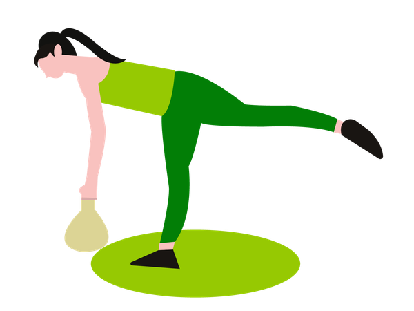 Fille en forme faisant de l'exercice avec une kettlebell  Illustration