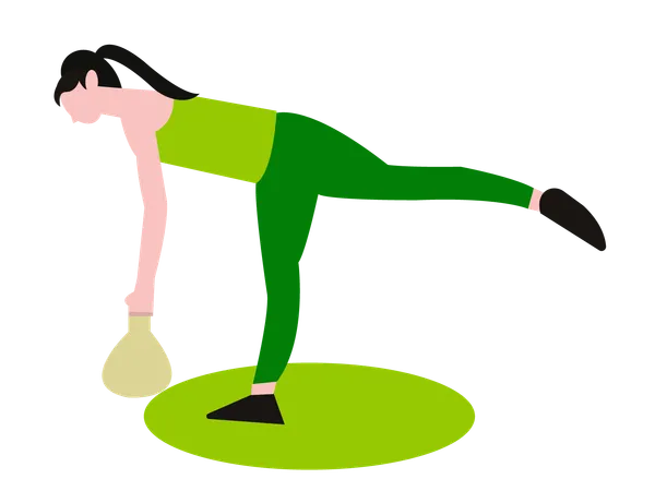 Fille en forme faisant de l'exercice avec une kettlebell  Illustration