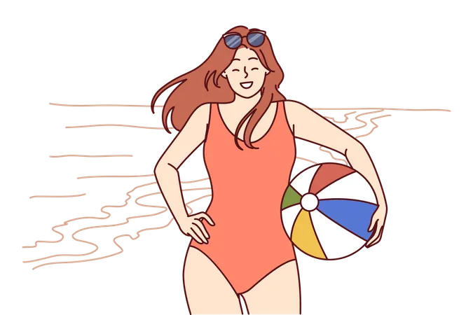 Fille en maillot de bain  Illustration