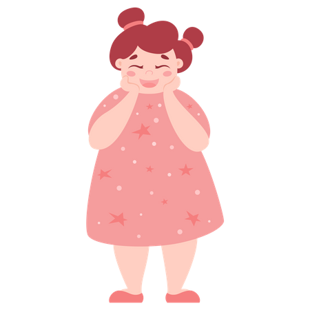 Fille en robe rose  Illustration
