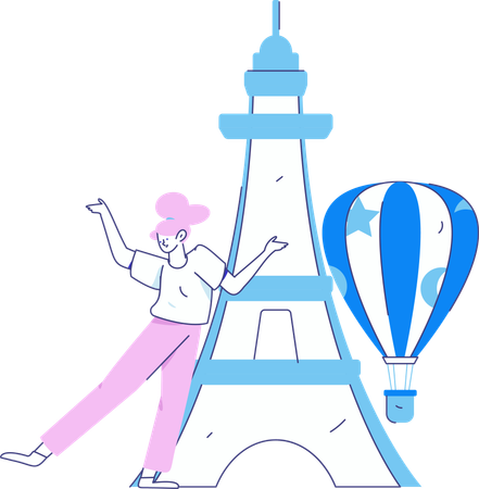 Fille en voyage dans le monde  Illustration