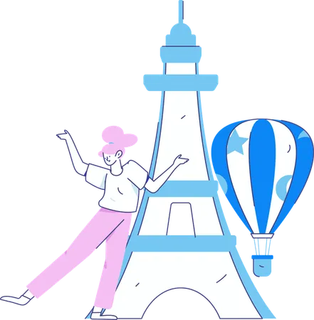 Fille en voyage dans le monde  Illustration