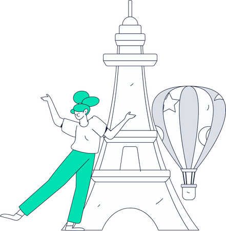 Fille en voyage dans le monde  Illustration