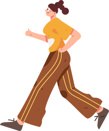 Fille faisant du jogging dans le parc  Illustration