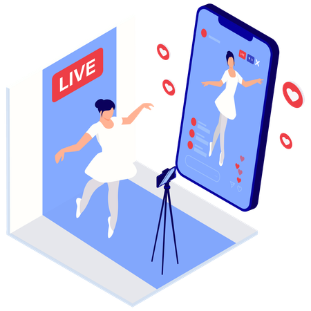 Une fille fait une performance en direct  Illustration