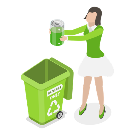 Fille qui recycle les déchets  Illustration