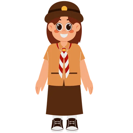 Fille en uniforme et chapeau de scout  Illustration