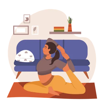 Fille en pose de yoga  Illustration