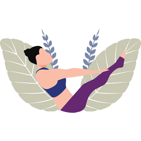 Fille en pose de yoga pour le bien-être  Illustration