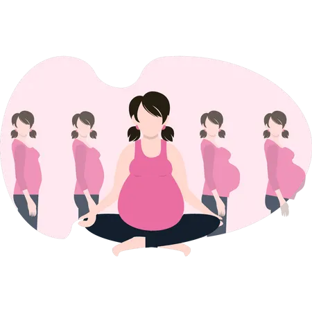 Fille enceinte faisant du yoga  Illustration