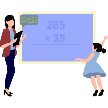 La fille enseigne les mathématiques  Illustration