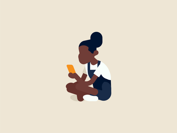 Fille envoyant des SMS à son amie  Illustration