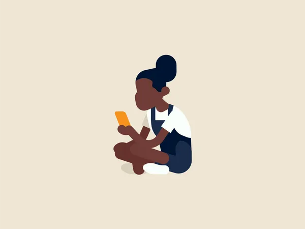 Fille envoyant des SMS à son amie  Illustration