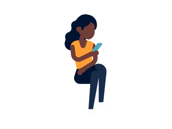 Fille envoyant des SMS à un ami sur son téléphone  Illustration