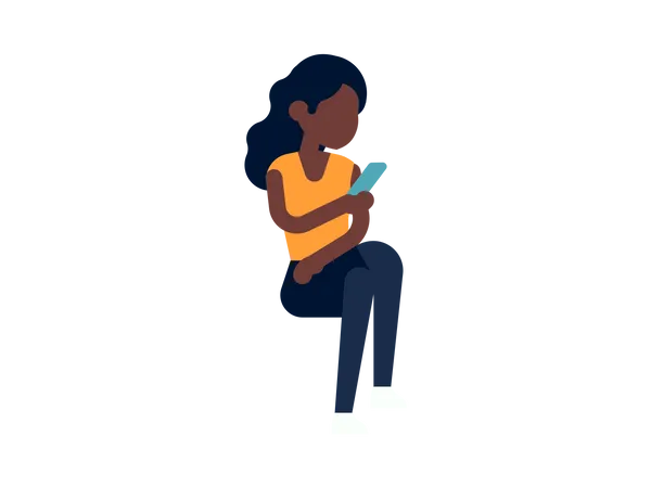 Fille envoyant des SMS à un ami sur son téléphone  Illustration