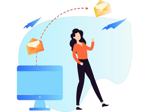 Fille envoyant des e-mails professionnels  Illustration