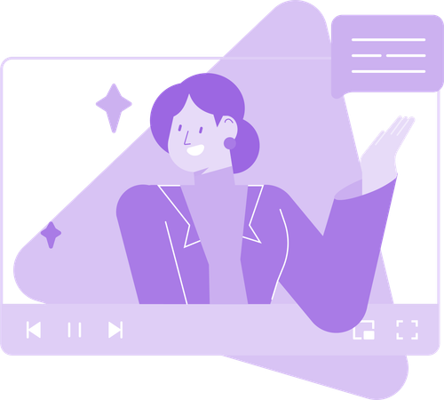 Fille envoyant des messages avec du contenu vidéo  Illustration