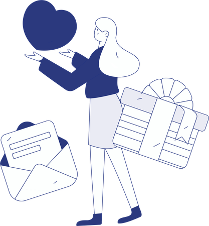 Fille envoyant une lettre d'amour  Illustration