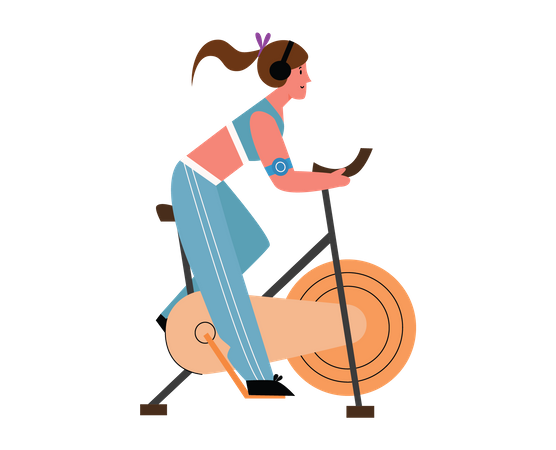 Fille faisant du cycle de gym  Illustration