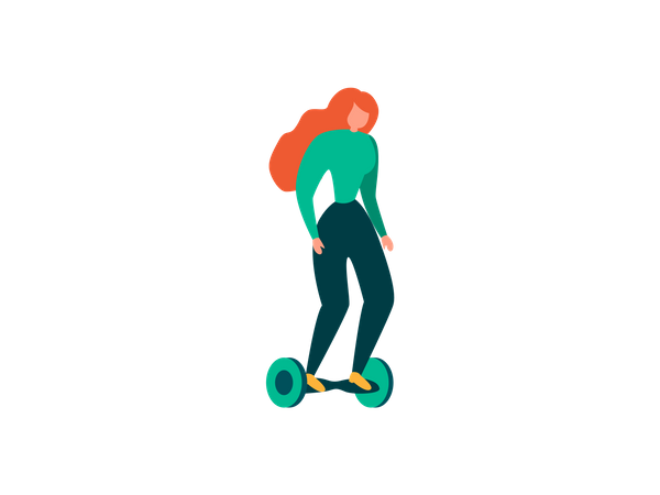 Fille chevauchant un hoverboard  Illustration