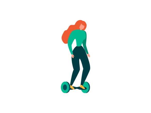 Fille chevauchant un hoverboard  Illustration