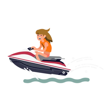 Fille faisant du jet-ski  Illustration