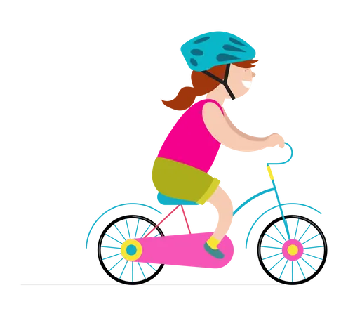 Fille faisant du petit vélo  Illustration