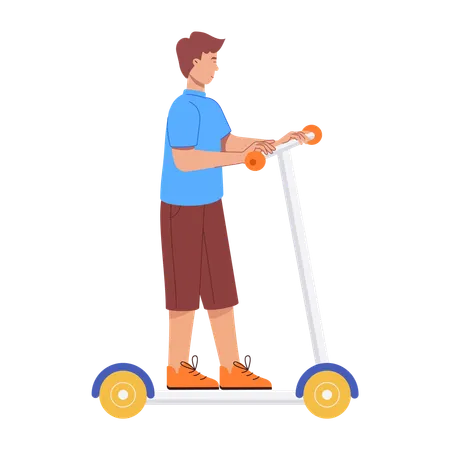 Fille équitation scooter  Illustration