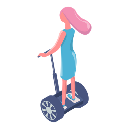 Fille chevauchant un scooter électrique  Illustration