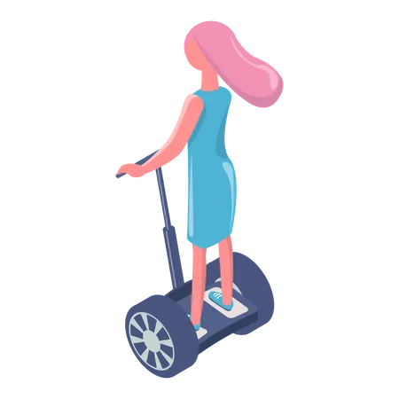 Fille chevauchant un scooter électrique  Illustration