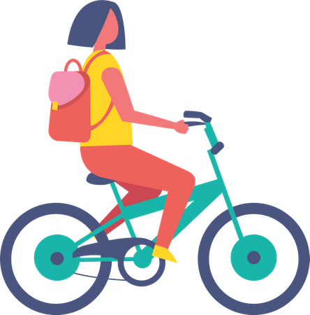 Fille à vélo  Illustration