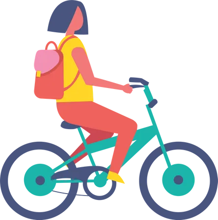 Fille à vélo  Illustration