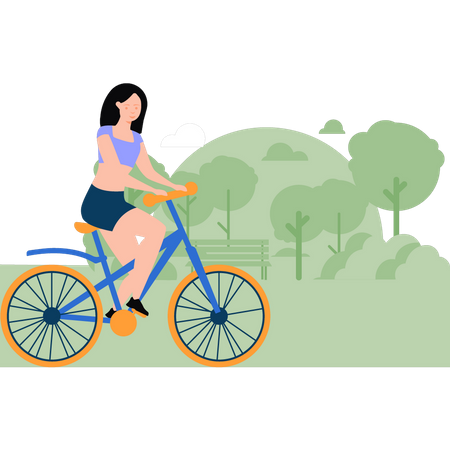 Fille à vélo  Illustration