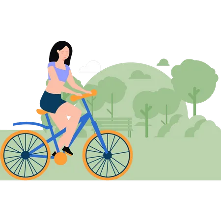 Fille à vélo  Illustration