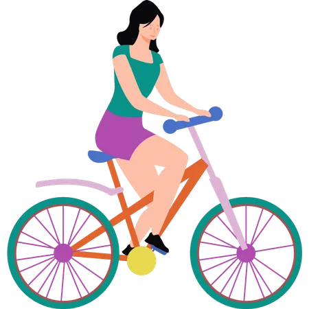 Fille à vélo  Illustration